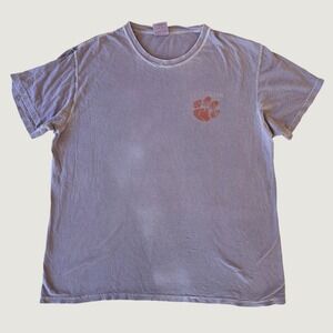 Comfort Colors Clemson University Graphic T-Shirt Mens Large Purple Distressed